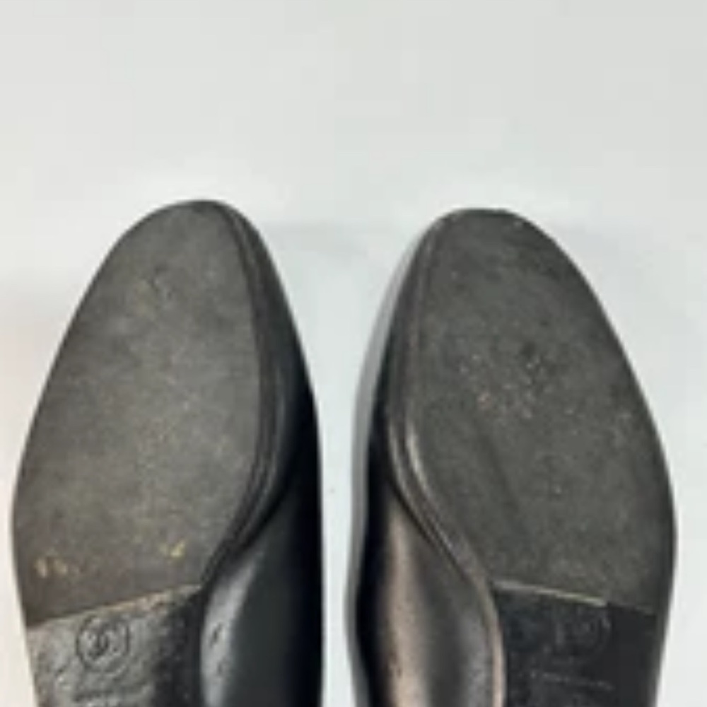 Chanel Black Leather CC Logo Shoes Slip on Loafers for Women 37 / US 7 - Picture 6 of 7